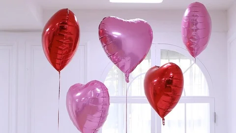 Heart shaped Balloons Stock Footage 95967567
