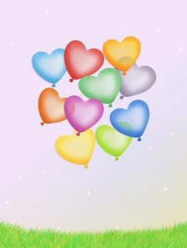 Heart-shaped balloons Stock Illustration