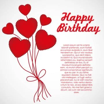 Heart-shaped balloons with pattern of points, isolated on white background Illustrazione stock