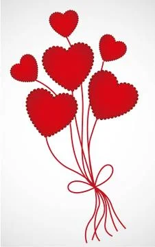 Heart-shaped balloons with pattern of points, isolated on white background Illustrazione stock