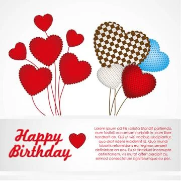 Heart-shaped balloons with pattern of points, isolated on white background Illustrazione stock