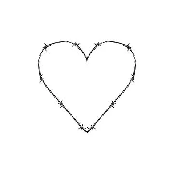 Heart shaped barbed wire. Vector icon design. Stock Illustration