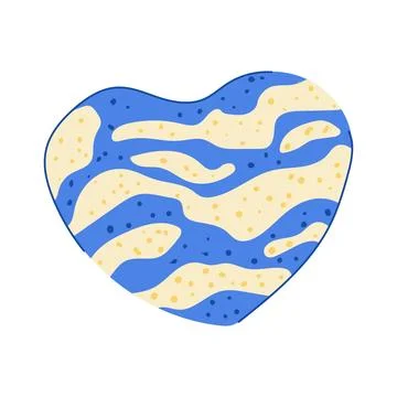 Heart shaped bath bomb with vibrant blue and yellow pattern イラスト素材