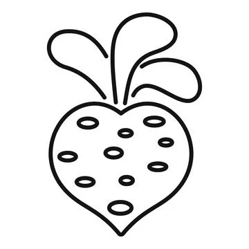Heart shaped beetroot growing with leaves line icon Stock Illustration