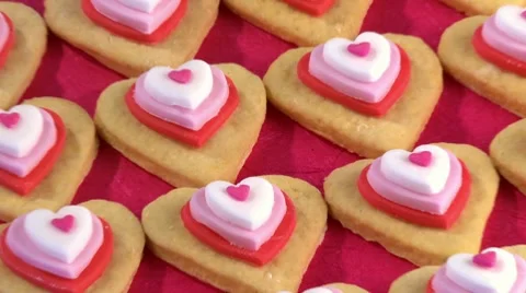 Heart-shaped biscuits Stock Footage 8571599