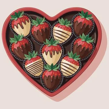 Heart-Shaped Box of Chocolate Covered Strawberries Stock Illustration