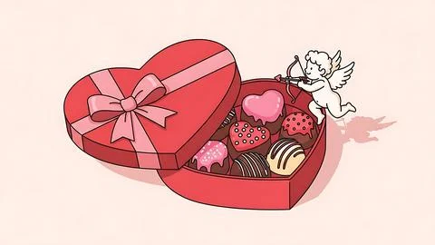 Heart-shaped box of chocolates Stock Illustration