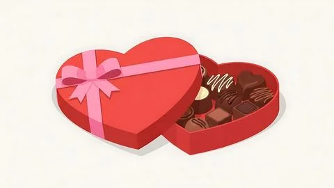 Heart-shaped box of chocolates Stock Illustration