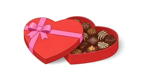 Heart-shaped box of chocolates Stock Illustration