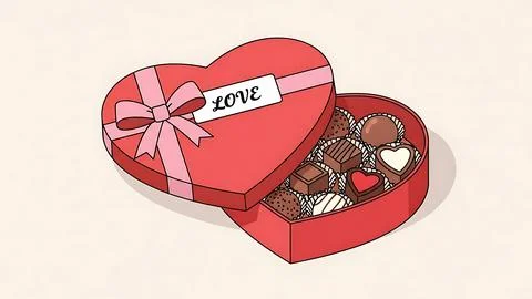 Heart-shaped box of chocolates Stock Illustration
