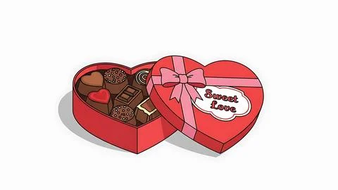 Heart-shaped box of chocolates Stock Illustration