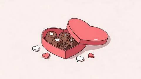 Heart-shaped box of chocolates Stock Illustration