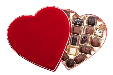 Heart shaped box of chocolates Stock Photos