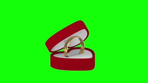Heart shaped box with wedding ring on green background. Isolated 3D illustr.. Stock Footage 325761427