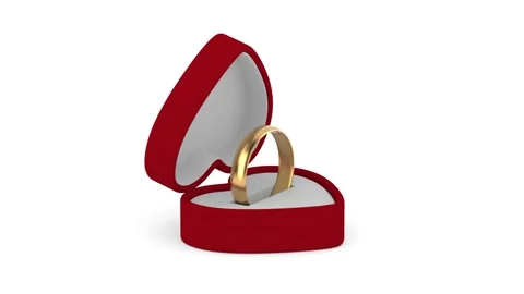 Heart shaped box with wedding ring on white background. Isolated 3D illustr.. Stock Footage 327792754