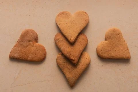 Heart shaped brown homemade gingerbread cookie Stock Photos