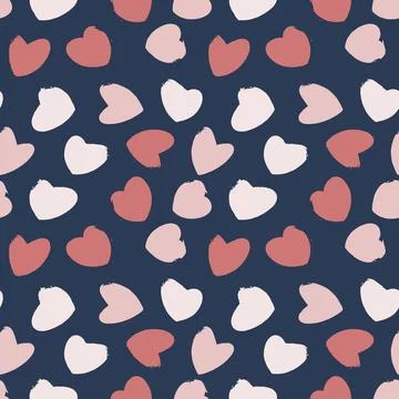 Heart shaped brush in seamless pattern on orange. Stock Illustration