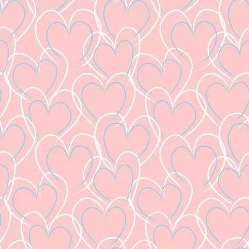 Heart shaped brush stroke seamless pattern background Stock Illustration