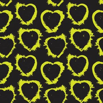 Heart shaped brush stroke seamless pattern background Stock Illustration