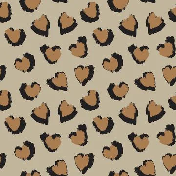 Heart shaped brush stroke seamless pattern background Stock Illustration