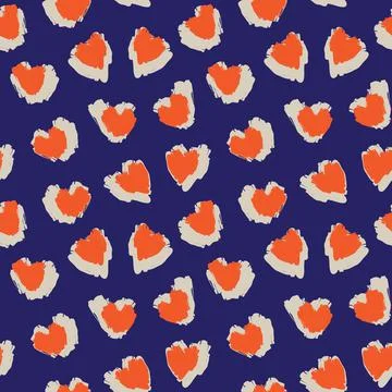 Heart shaped brush stroke seamless pattern background Stock Illustration