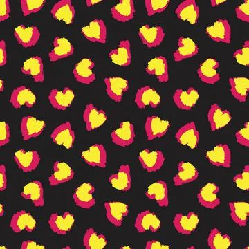 Heart shaped brush stroke seamless pattern background Stock Illustration