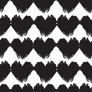 Heart shaped brush stroke seamless pattern background Stock Illustration