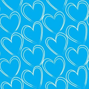 Heart shaped brush stroke seamless pattern background Stock Illustration
