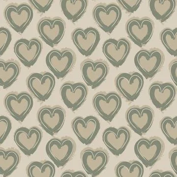 Heart shaped brush stroke seamless pattern background Stock Illustration