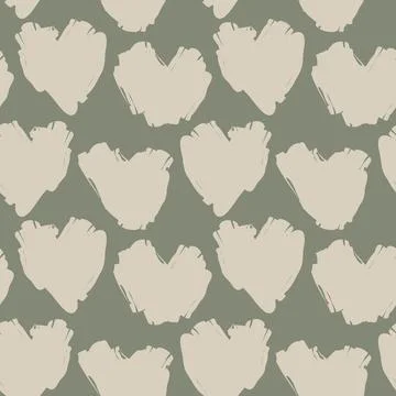 Heart shaped brush stroke seamless pattern background Stock Illustration