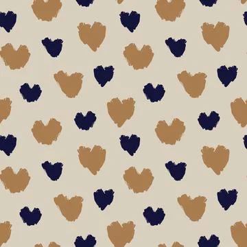 Heart shaped brush stroke seamless pattern background Stock Illustration