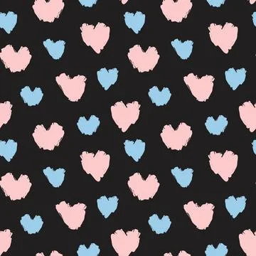 Heart shaped brush stroke seamless pattern background 스톡 일러스트
