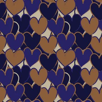 Heart shaped brush stroke seamless pattern background Stock Illustration