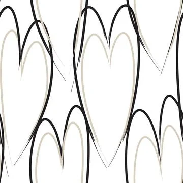 Heart shaped brush stroke seamless pattern background Stock Illustration