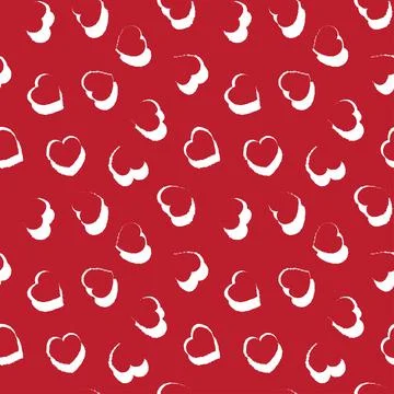 Heart shaped brush stroke seamless pattern design Stock Illustration