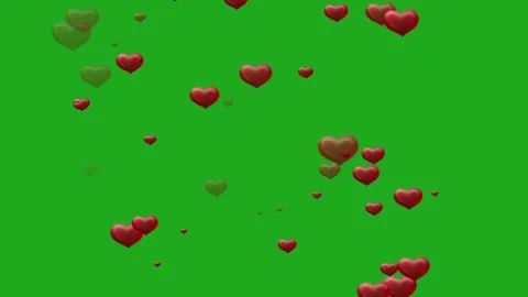 Heart shaped bubbles floating in the air on green screen background Stock Footage 283966279