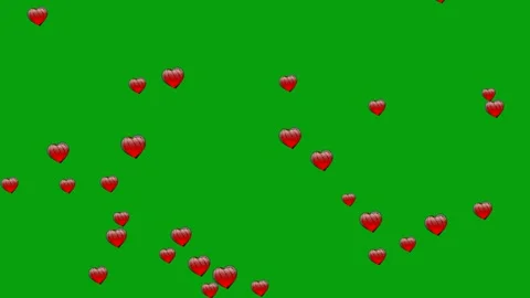 Heart shaped bubbles floating in the air on green screen background Stock Footage 296140028