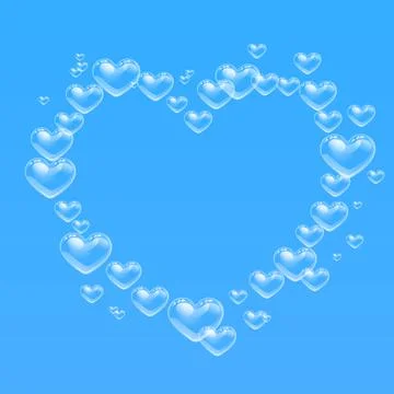 Heart shaped bubbles frame with copy space Stock Illustration