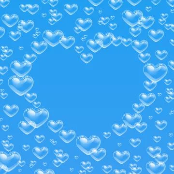 Heart shaped bubbles frame with empty space Stock Illustration
