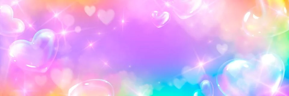 Heart shaped bubbles with sparkle effects イラスト素材