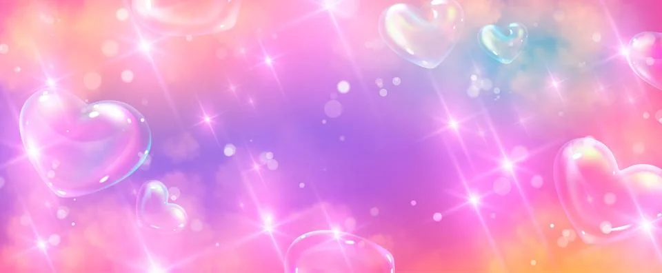 Heart shaped bubbles with sparkle effects Stock Illustration