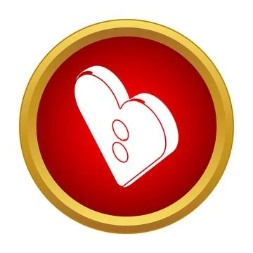 Heart shaped button icon on red background Stock Illustration