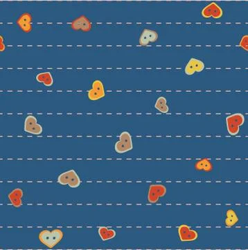 Heart shaped buttons seamless vector pattern Stock Illustration
