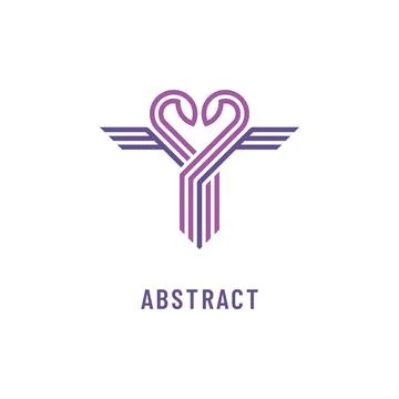 Heart Shaped Caduceus Striped Vector Icon Stock Illustration