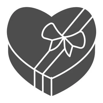 Heart shaped candy box solid icon, valentine day concept, Gift box of chocolates 스톡 일러스트