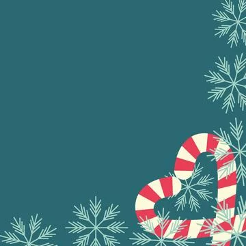 Heart shaped Candy cane and snowflakes Corner frame border. Christmas template Stock Illustration