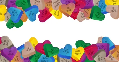 Heart shaped candy creating border Stock Footage 301032942