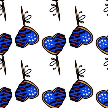 A heart-shaped candy pattern with icing with the symbols of the US flag. a Illustrazione stock