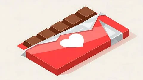Heart shaped chocolate bar Stock Illustration