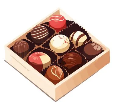 Heart shaped chocolate box vector illustration Illustrazione stock